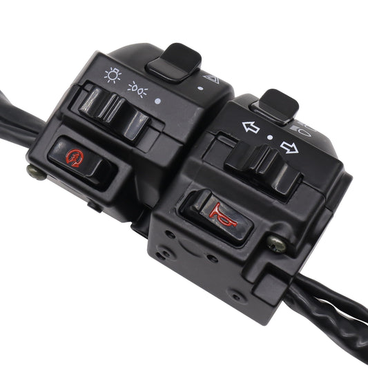 HiSport Black Universal Aluminum 7/8" 22MM Motorcycle Switch Handlebar Motorbike Horn Turn Signal Headlight Control Buttons