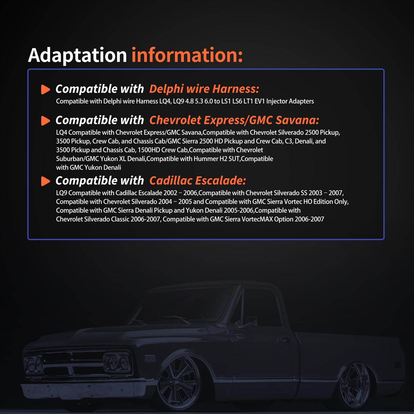 HiSport Fuel Injector Connectors Adapters Compatible with Delphi Wire Harness to EV1 LQ4 LQ9 4.8 5.3 6.0