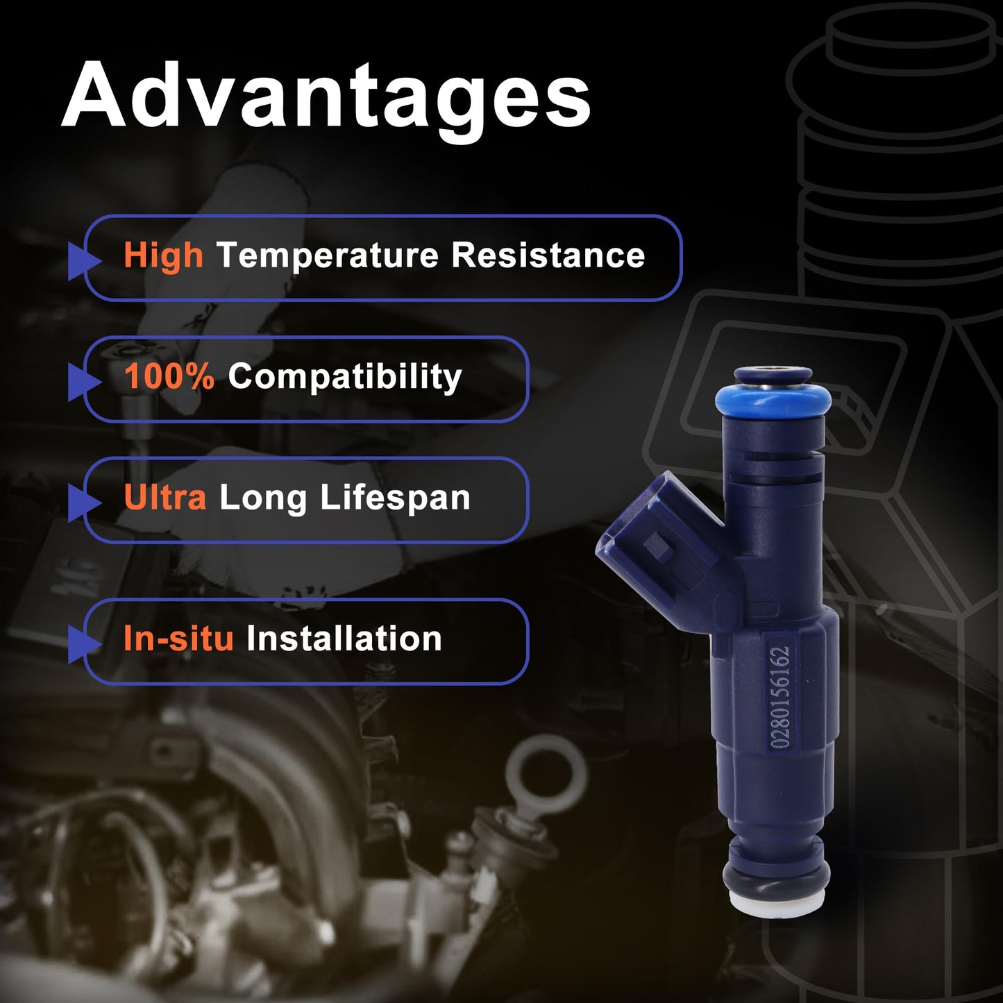 HiSport 4 Fuel Injectors 3M6Z9F593BA Compatible with Ford Escape 2005-2007, Focus 2005-2006,Replacement for Mazda Tribute 2005-2006,2008 Tribute,Mariner 2005-2007 2.3L L4