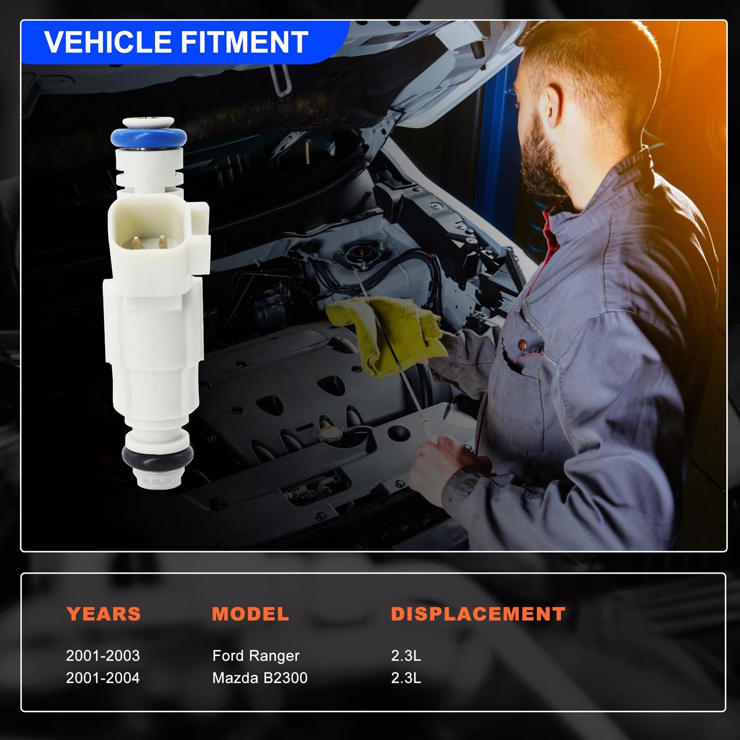HiSport Fuel Injectors 0280156155 0280156010 Compatible with Ford Ranger 2.3L 2001-2003,Replacement for Mazda B2300 2.3L 2001-2004 4 PCS