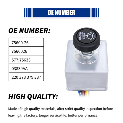 HiSport 75600-26/7560026 Wiper Switch with Knob Compatible with Peterbilt 300 Series 6-Lead Knob Wiper Switch Control Replace 220 378 379 387