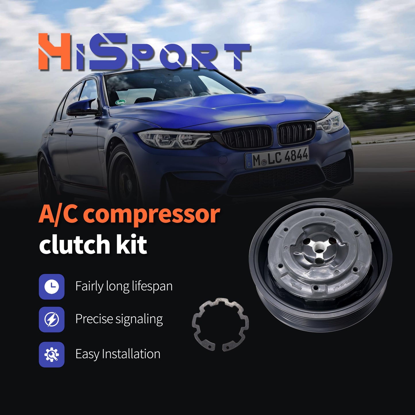 HiSport Air Conditioner AC Compressor Clutch Kit Replacement for BMW 325i, 325xi, 328i, 328i xDrive, 328xi, 330Ci, 330i, 330xi, 525i, 525xi, 528i, 528i xDrive, 528xi, 530i, 530xi, 128i, M3, M5, Z4
