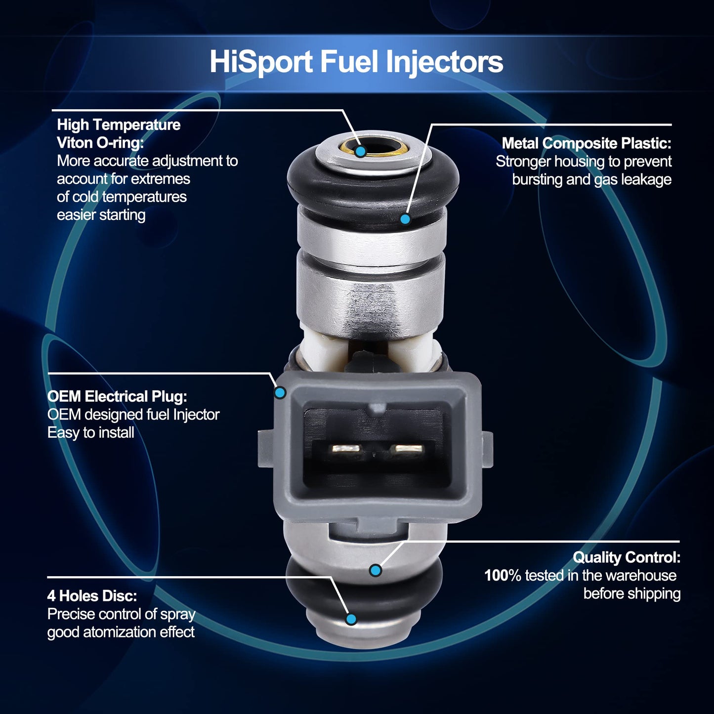 HiSport Racing Fuel Injector IWP162- Compatible with Harley Davidson Replaces 27609-01B, 27609-01, 1022-0113 (pack of 2)