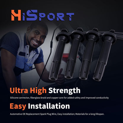 HiSport Spark Plug Coil Wires Ignition Coil Harness Cable 32722-P75-A01 Compatible with Honda CR-V 1997-1998 Replacement for Acura Integra 1994-2001, Pack of 4