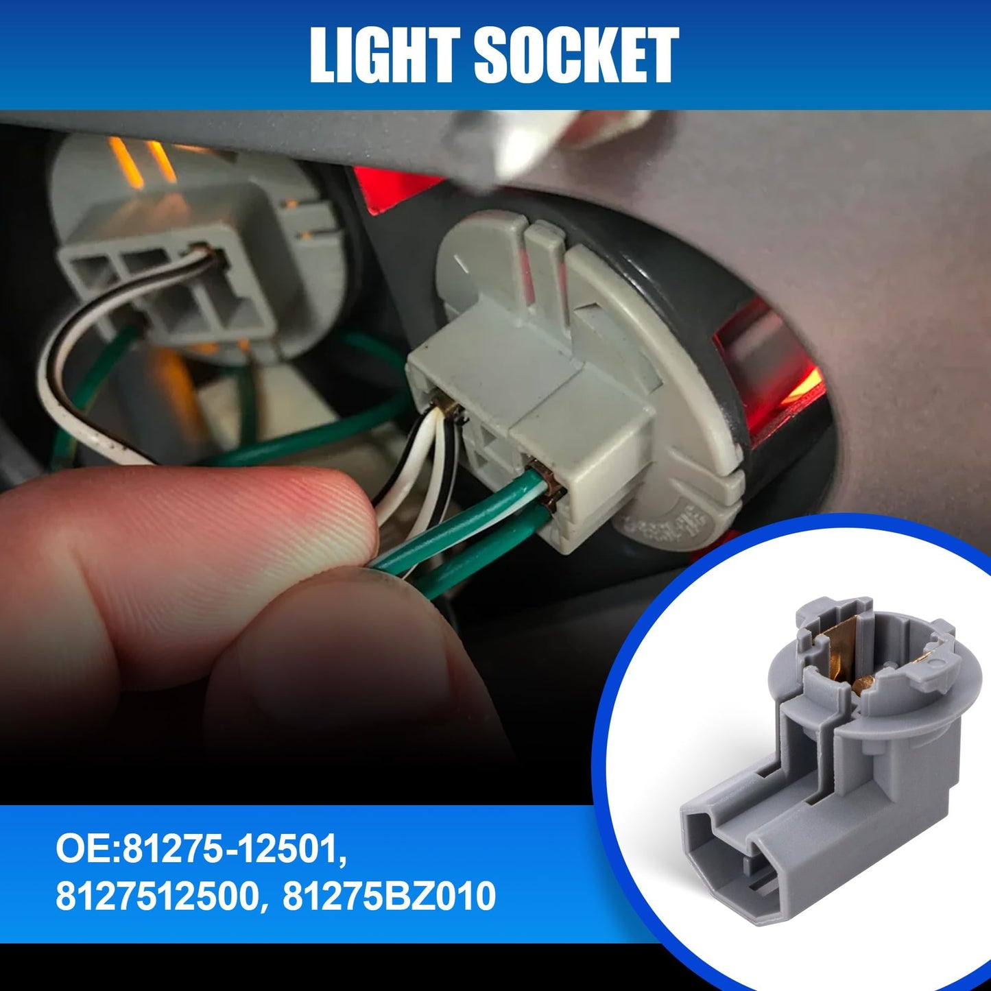 HiSport 2PCS 81275-12501 Tail Lamp Light Taillight Bulb Socket Sockets Compatible with Toyota RAV4 2013 2014 2015 2016 2.5L Replacement for OEM 8127512501