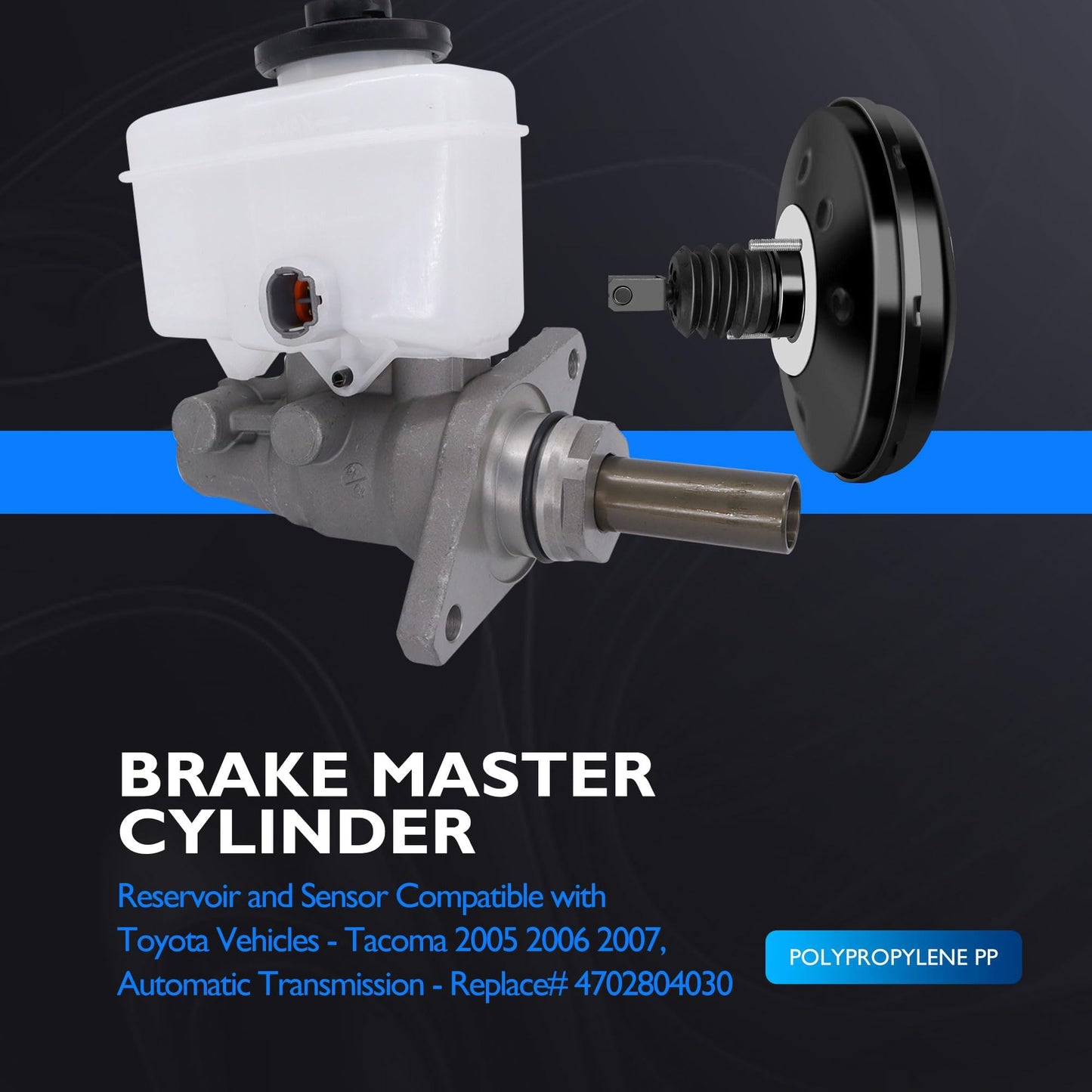 HiSport 4702804030 Brake Master Cylinder with Reservoir and Sensor Compatible with Vehicles Toyota Tacoma 2005 2006 2007, Automatic Transmission Replacement Part M630478