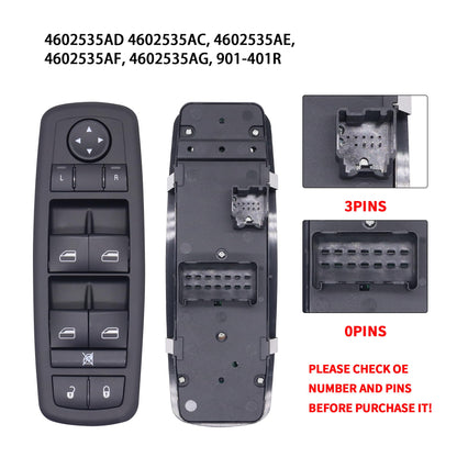 HiSport 4602535AG Master Power Window Switch Front Left Driver Side - Compatible with Chrysler Town & Country 2008 2009 Dodge Grand Caravan 2008 2009-3 PINS + 0 PIN