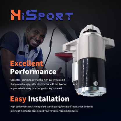 HiSport Starter Motor 12V 1.4KW 13 Teeth Clockwise 410-48224 M0T39571ZC Compatible with Ford F-150 Transit-150 Transit-250 Transit-350 Mustang Expedition & Lincoln Navigator SMT0423 19260N