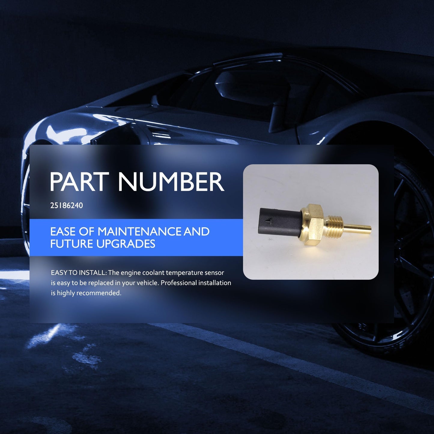 HiSport Engine Coolant Temperature Sensor - Compatible with Cadillac CT5 CT6 Escalade Chevrolet Camaro Corvettle Cruze GMC Sierra 1500 2500 3500 Terrain Replaces 25186240
