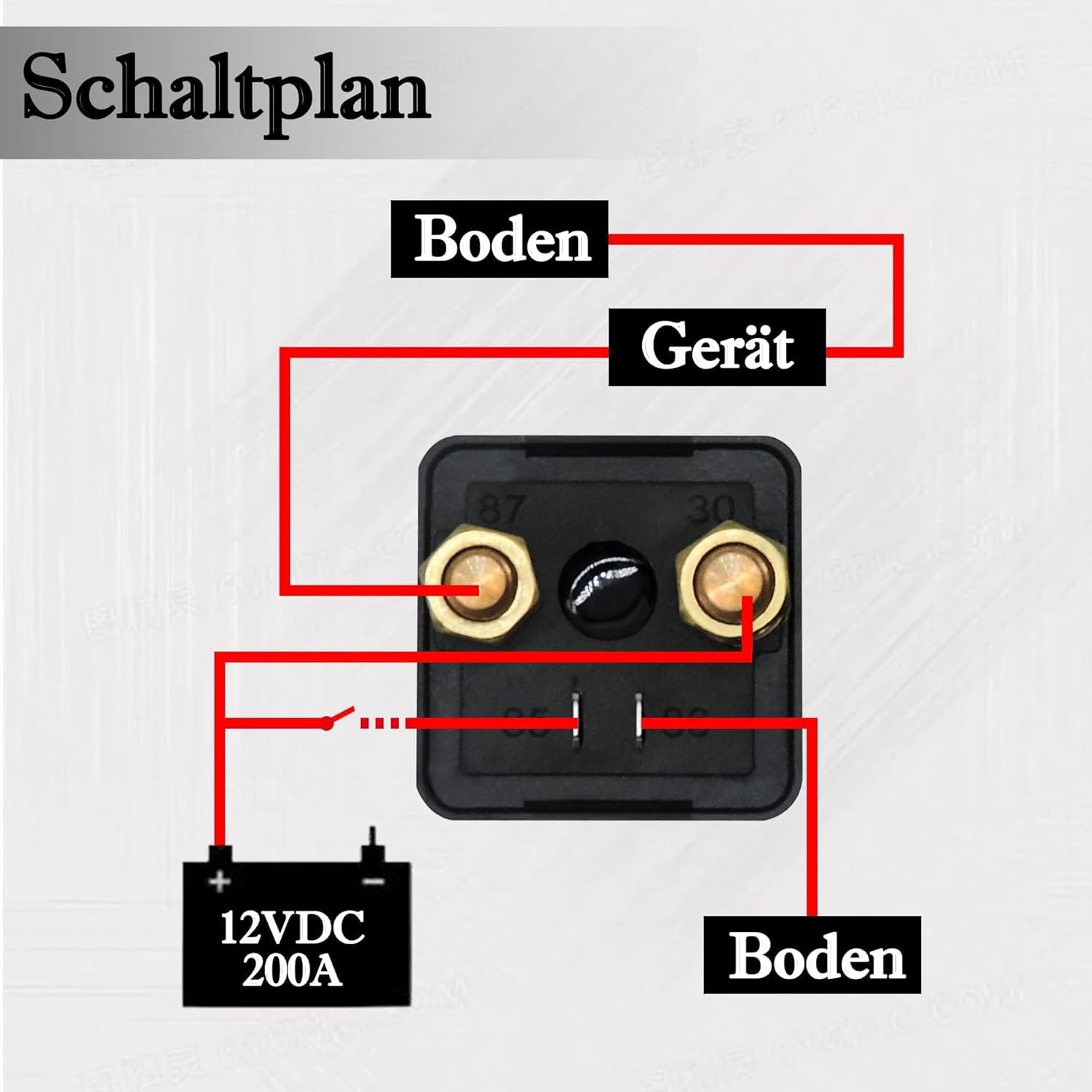 HISports 12V 250A Trennrelais ，Auto Relais，Hochleistungs Auto Relais für Kfz, LKW, Boot，mit 2-polige Basis + 2 Anschlüsse，Trennrelais Split Laden Relais