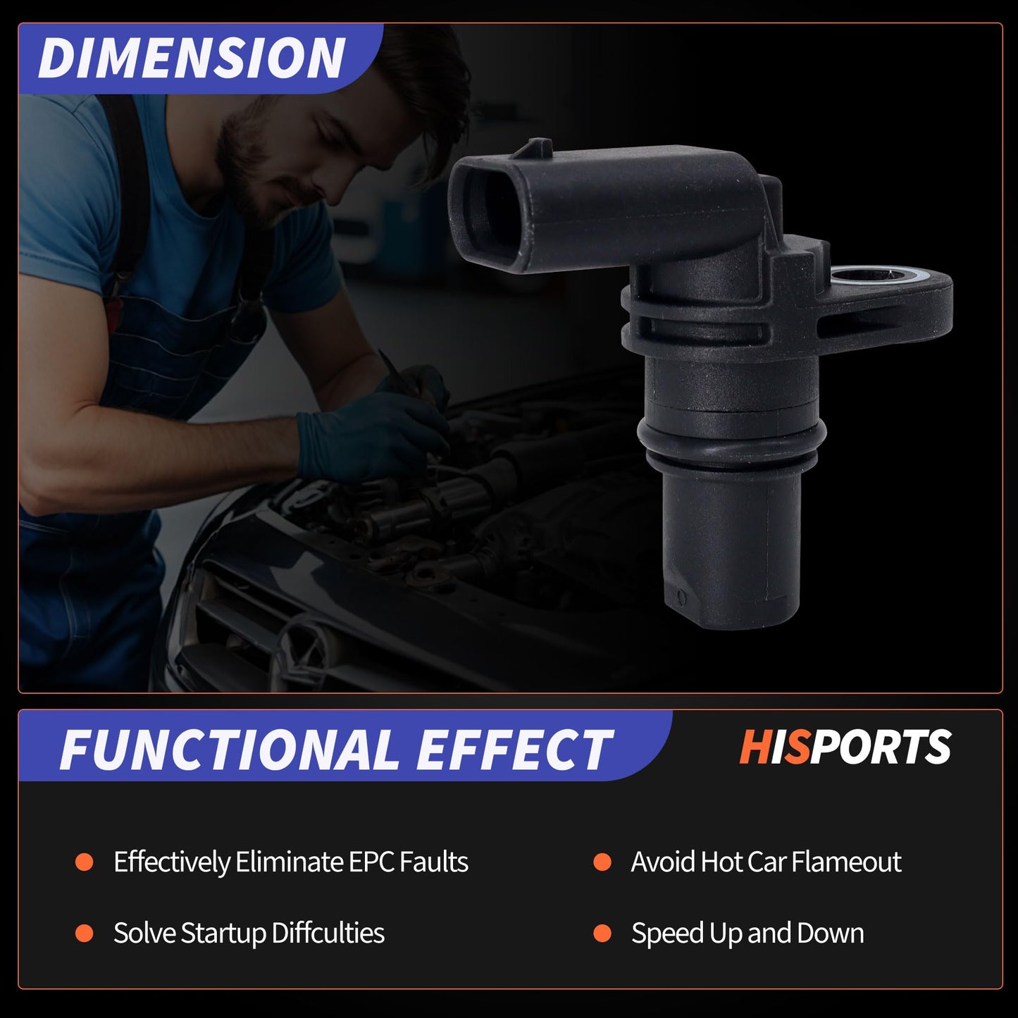 HiSport PC984 Camshaft Position Sensor - Compatible with Audi A1 A3 A4 A5 A6 A8 Seat Volkswagen Arteon Beetle Seat Ibiza Leon Toledo Replaces 04C907601 04C907601K PC984 17211