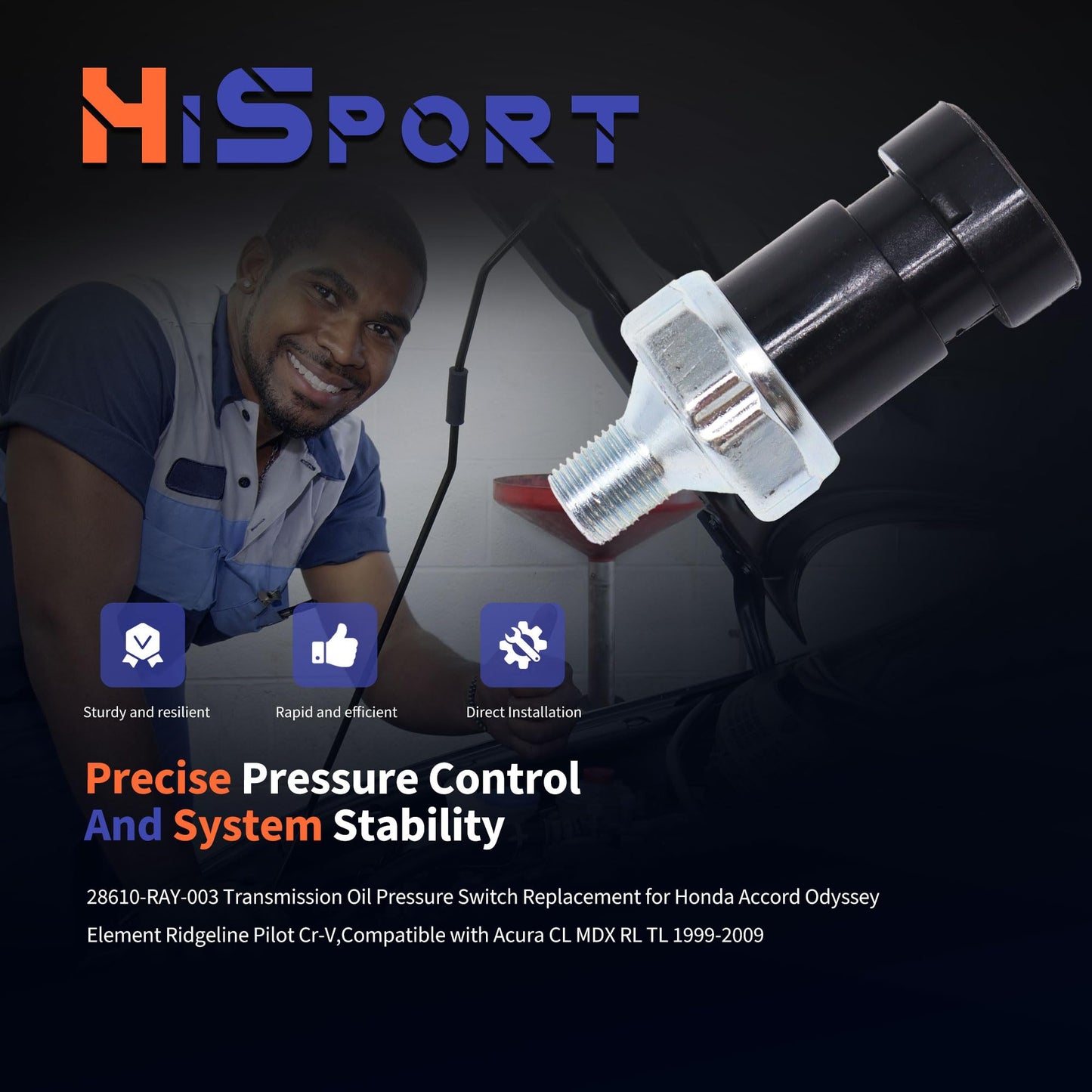 HiSport 87-864252A01 Oil Pressure Sensor Fuel Pump Pressure Shut Sensor - Compatible with 1992-1998 4.3L 5.0L 5.7L Mercruiser Quicksilver Engines - Replace 87-805024 87-8M0070108 87-864252