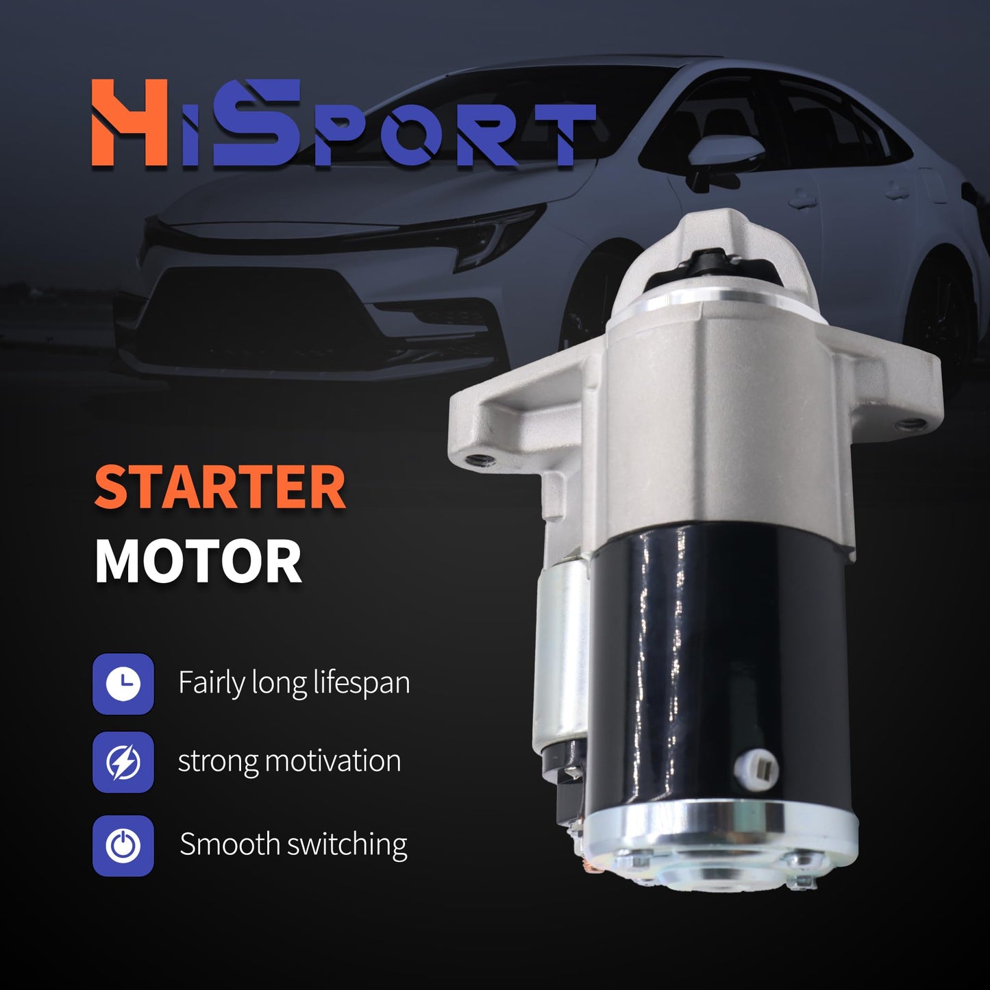 HiSport Starter Motor 12V 1.4KW 13 Teeth Clockwise 410-48224 M0T39571ZC Compatible with Ford F-150 Transit-150 Transit-250 Transit-350 Mustang Expedition & Lincoln Navigator SMT0423 19260N