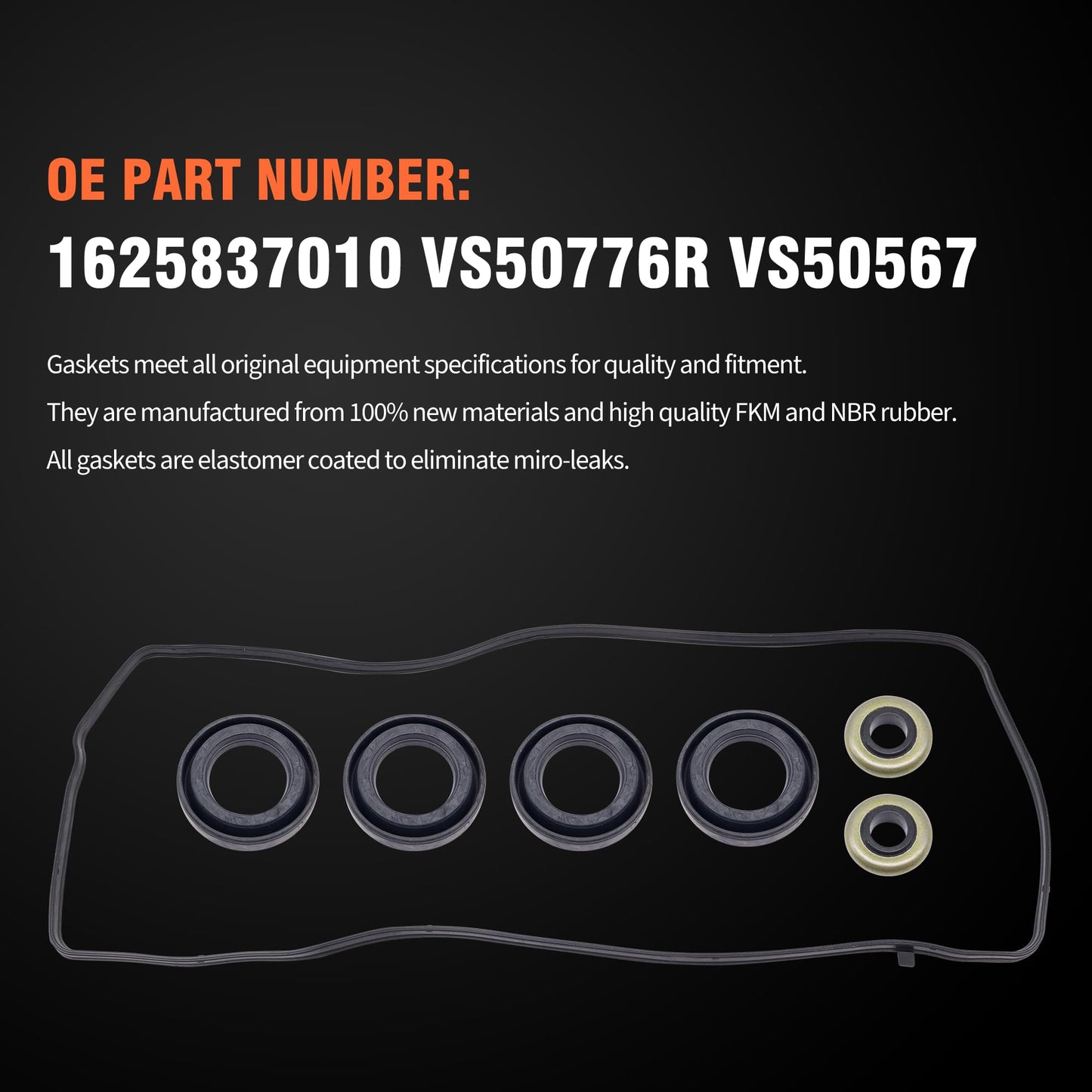 HiSport Valve Cover Gasket - Compatible with Pontiac Vibe 2009-2010 Compatible with Scion iM 2016 xD 2008-2014 Compatible with Toyota Corolla 2009-2017 Matrix 2009-2014 - Replace VS50776R