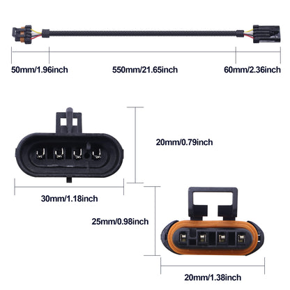 HiSport 4 Pin 4-Way Header Extension Wiring Sensor 24" Harness 2 PCS for O2 Sensor Compatible with Camaro Firebird Corvette Ls1 Ls6 Lt4 O2