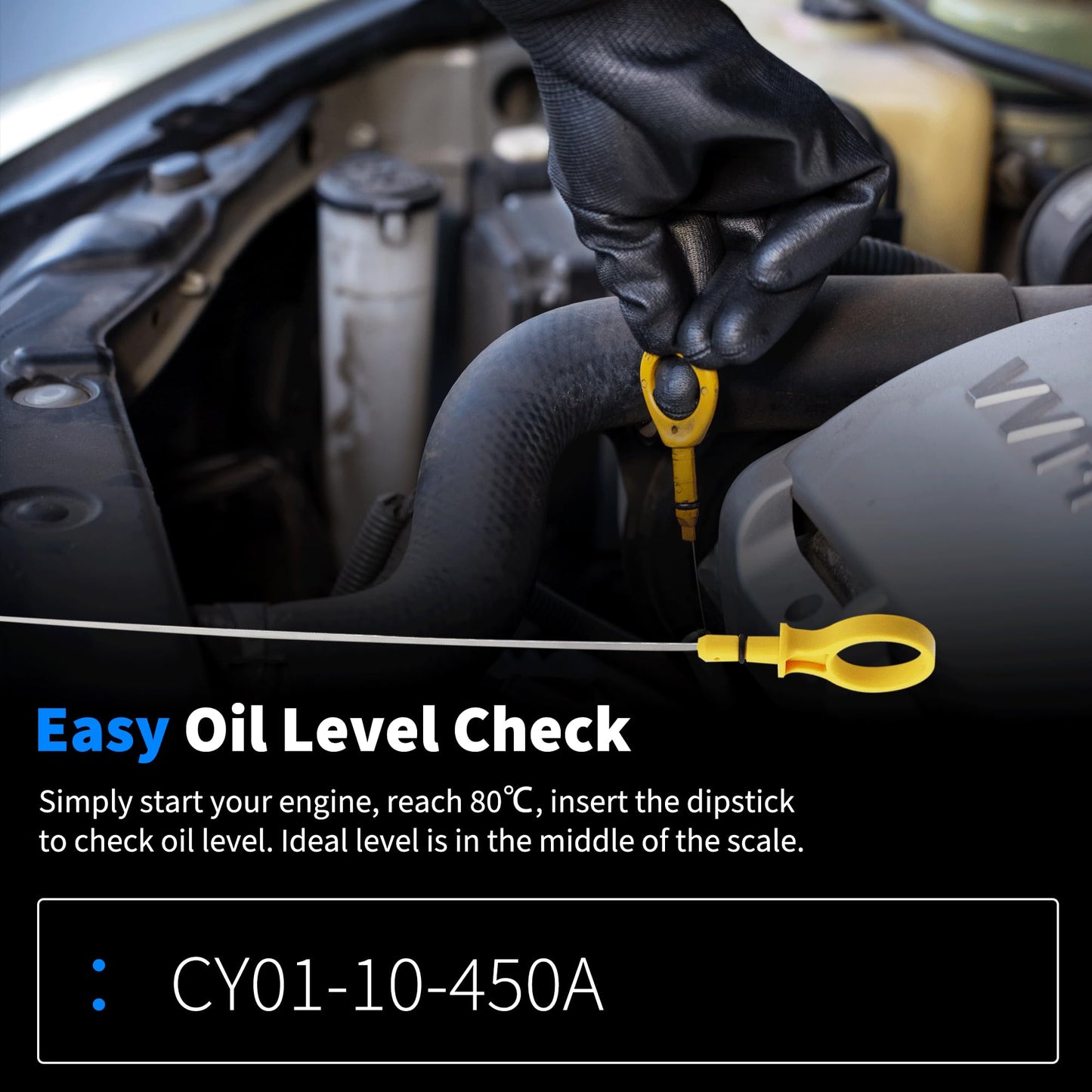 HiSport Engine Oil Dipstick Oil Level Dipstick - Compatible with Mazda CX-9 Ford Edge Explorer Lincoln Continental MKS MKT MKX MKZ Replaces CY01-10-450A