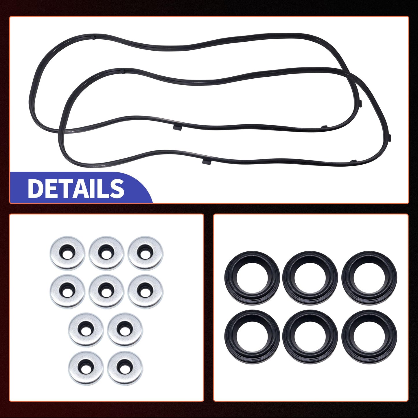 HiSport Valve Cover Gasket - Compatible with Acura TL RL TL MDX Compatible with Honda Accord Odyssey Pilot Ridgeline Compatible with Saturn Vue 2003-2009 3.0L 3.2L 3.5L - Replace 12341RCAA01
