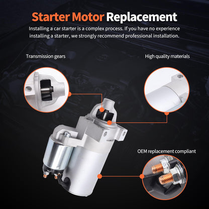 HiSport 2509808 Starter Motor 12V 0.8Kw 10-Tooth - Compatible with Kohler Engine Models 15HP 16HP 17HP 18HP 19.9HP 20HP 21HP 23HP 25HP 27HP 28HP 30HP 31HP - Replace 2509821S 2509811S