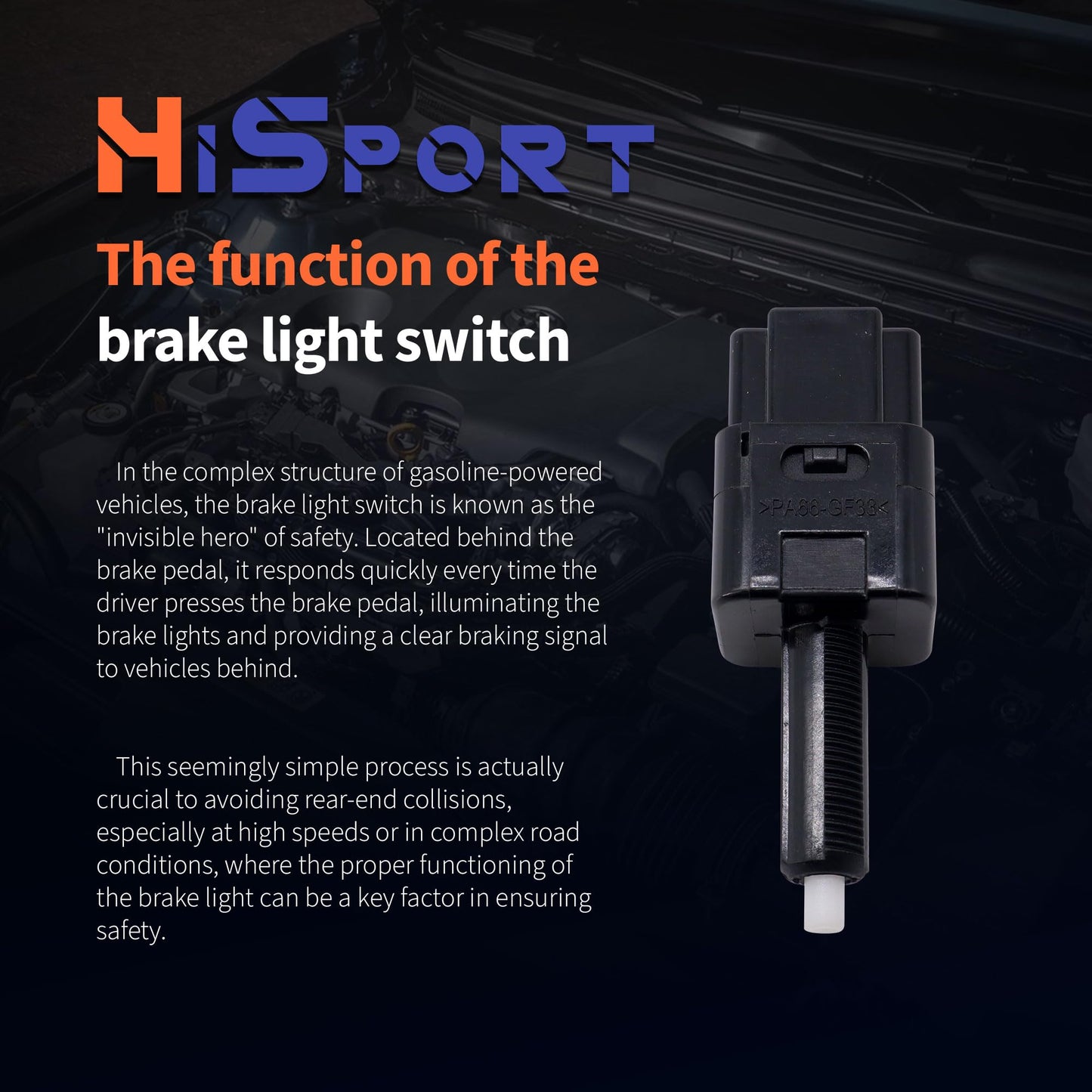 HiSport Brake Light Switch 25320-JN00A Compatible with Infiniti Ex35 Ex37 FX35 FX45 FX50 G25 G35 G37 M35 Q40 Replacement for Nissan 350z Altima Nv1500 Pathfinder Rogue Titan Versa Frontier Xterra