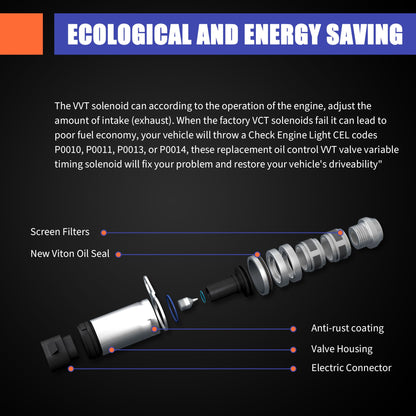 HiSport Engine Variable Valve Timing VVT Solenoid 917231 1534031010 153300P010 Compatible with Toyota 4Runner 2003-09, FJ Cruiser 2007-09, Tacoma 2005-15, Tundra 2005-11, V6 4.0L Left and Right