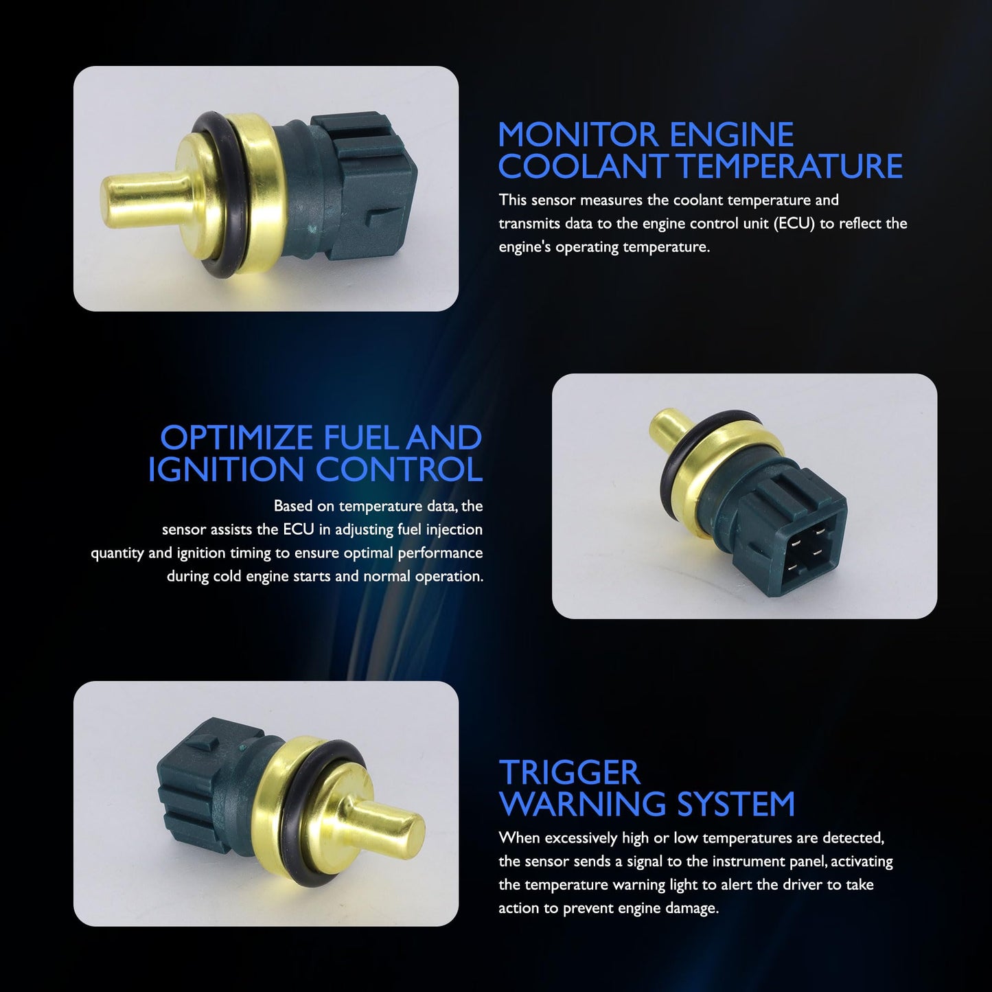 HiSport Engine Coolant Temperature Sensor - Compatible with Audi Volkswagen Replaces 078919501B 059919501 4A0919501A