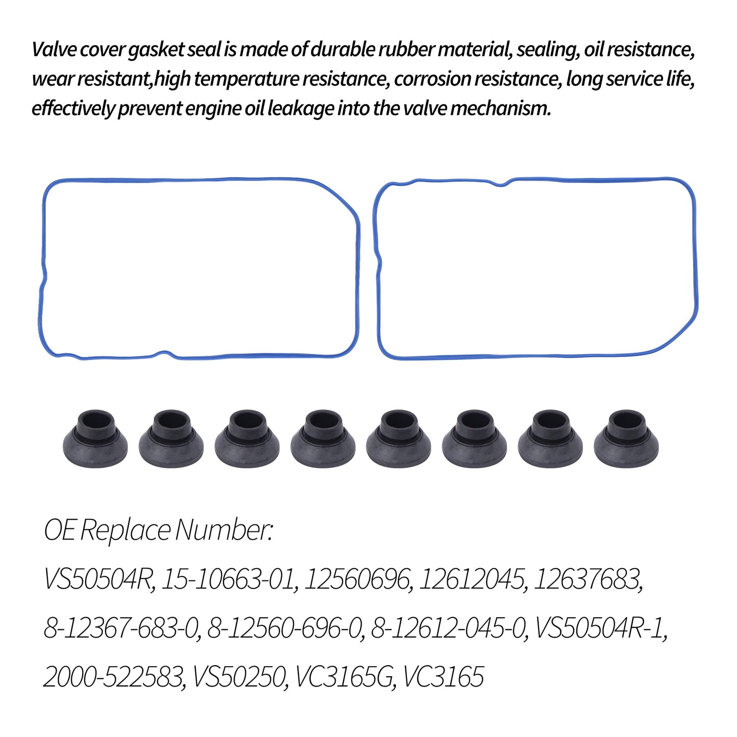 HiSport VS50504R1 Valve Cover Gasket Set VS50250A - Compatible with 4.8L 5.3L 5.7L 6.0L 6.2L Chevy Cadillac GMC Hummer Buick Pontiac Saab Isuzu Avanti 1999-2018
