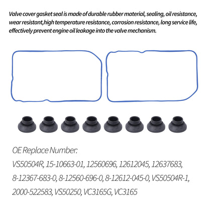 HiSport VS50504R1 Valve Cover Gasket Set VS50250A - Compatible with 4.8L 5.3L 5.7L 6.0L 6.2L Chevy Cadillac GMC Hummer Buick Pontiac Saab Isuzu Avanti 1999-2018