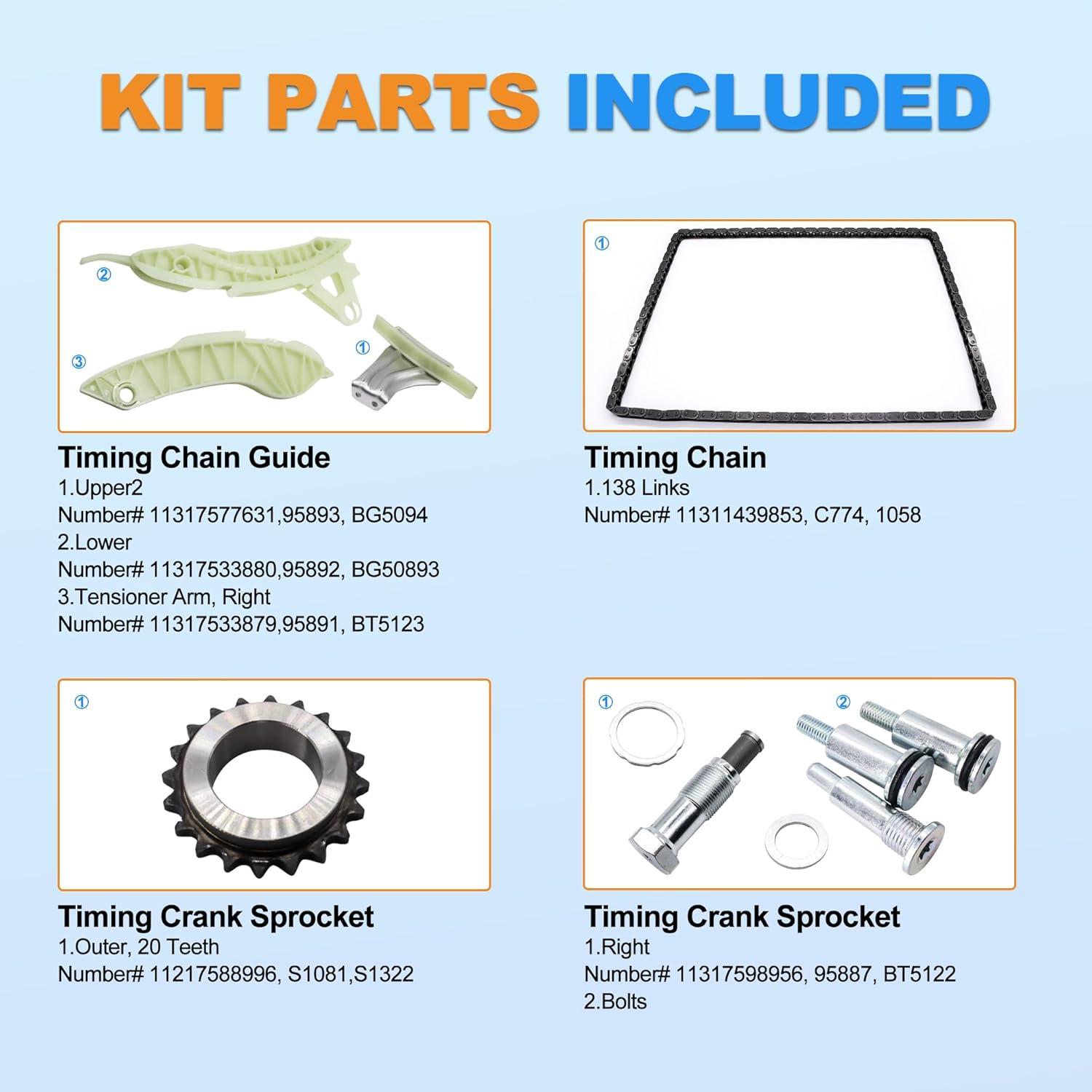 HiSport Engine Timing Chain Kit - Compatible with 2007-2016 Cooper - Replace 11311439853 11317598956 (with Sprocket)