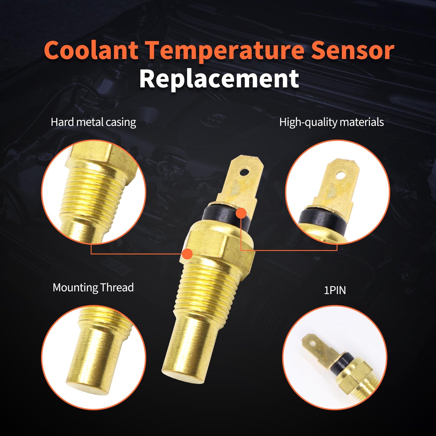 HiSport Coolant Temperature Sensor 1G498-83040 Compatible with Kubota D1005 D1305 D1703 D850 D905 F2302 V1505 V2203 Engine RTV-X900 RTV-X1100 RTV-X1120 RTV-X1140, 31351-32830 1G49883040 1909-0002