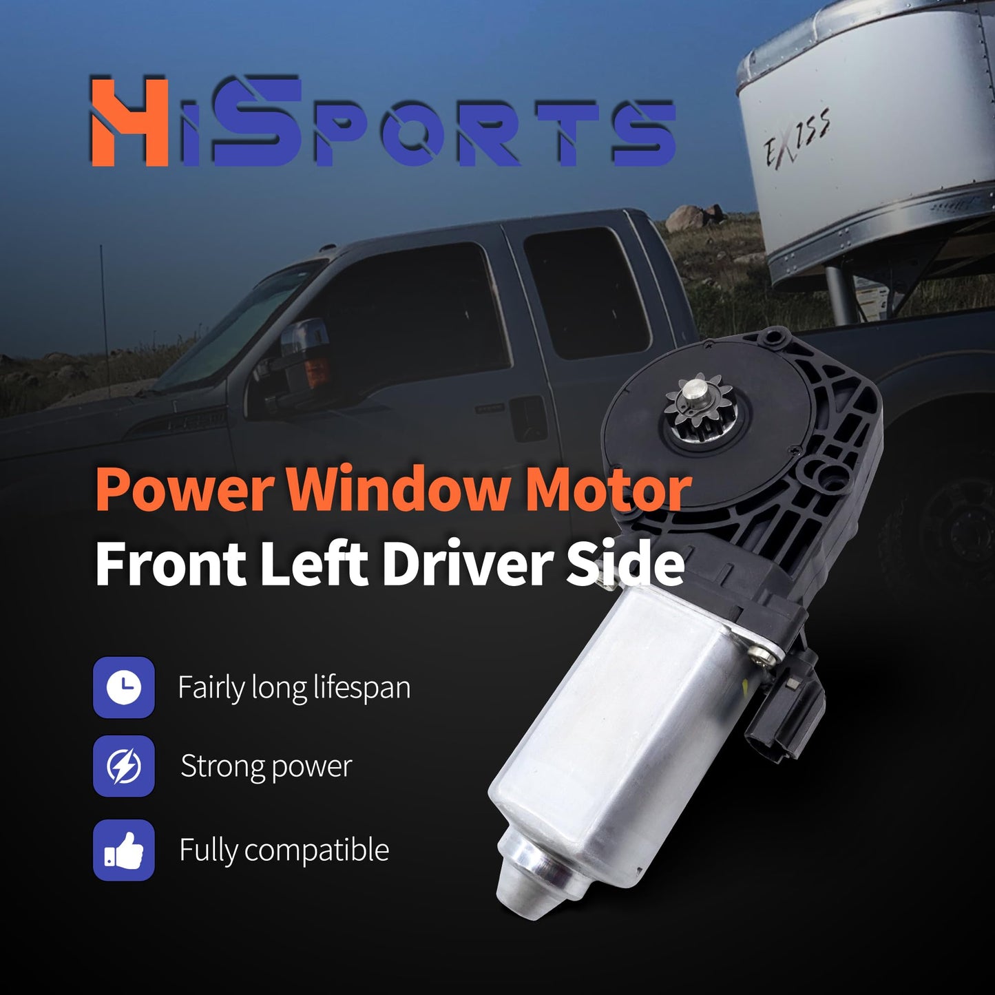 HiSport 742-260 Power Window Lift Motor Compatible with Ford Excursion 2000-2005,F250 F350 Super Duty 2000-2010 Window Lift Motor Front Left Position