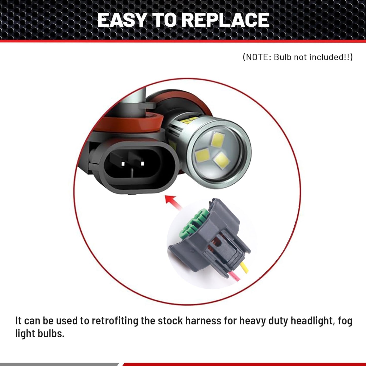 HiSport 2PCS H8 H9 H11 880 881 Female Adapter Wire Connector Headlight Fog Light Wiring Harness Retrofit Pigtail Compatible with Toyota GMC Chevy Honda Jeep Ford Dodge Bulb LED Headlamp