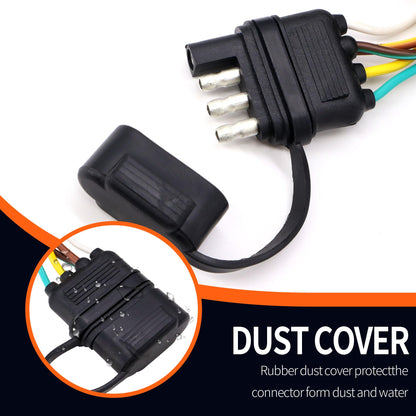 HiSport 4 Pin 5 Wire Trailer Wiring Harness 22FT Trailer Light Kit 5 Wire 4 Pin Harness Trailer Connector Wire Plug for Both-Side Taillights of Rewiring Trailer RV Boat