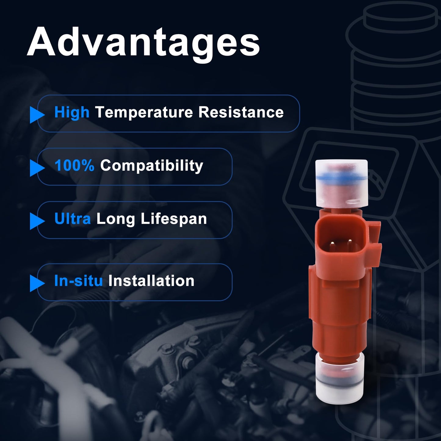 HiSport Fuel Injector 0280156161 6 PCS Compatible with Jeep 4.0L 1999-2004 I6 Upgrade 12 Hole 22LB Injectors