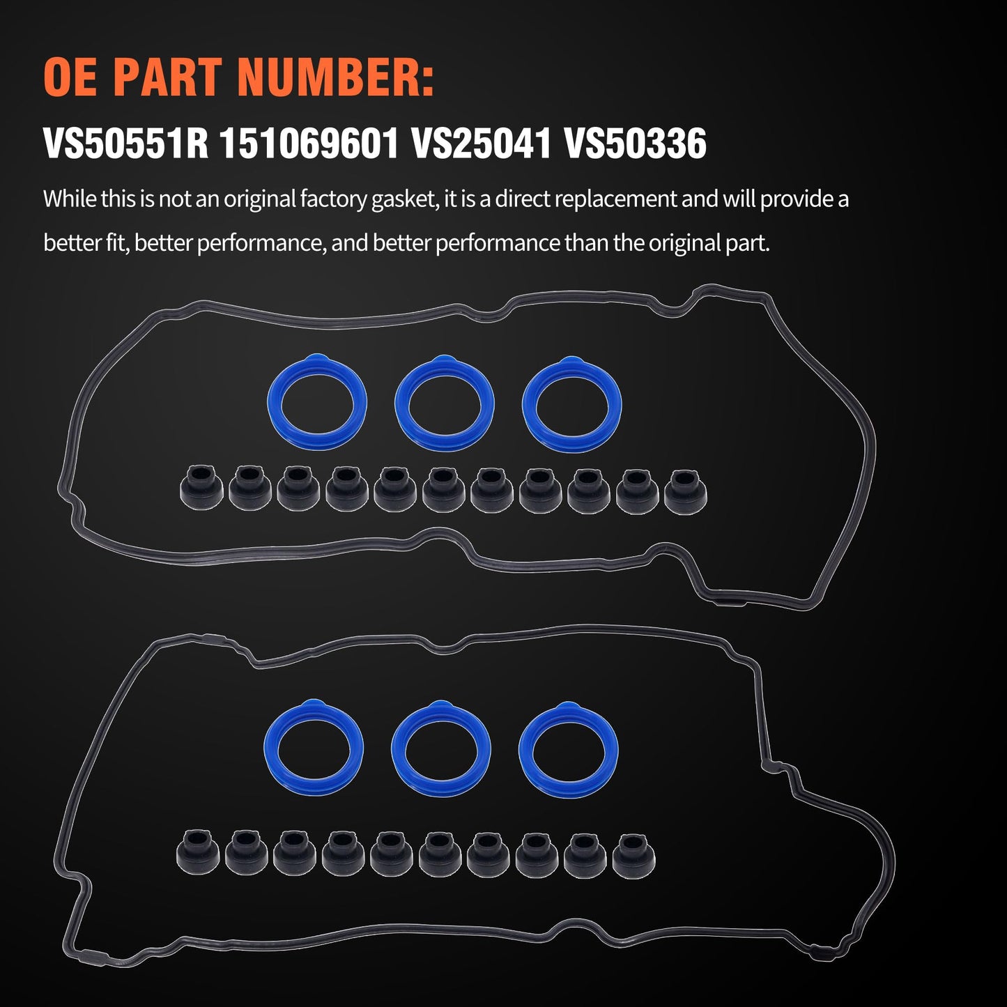HiSport Valve Cover Gasket Set - Compatible with Ford Escape Taurus Compatible with Mazda Tribute MPV Compatible with Mercury Sable 2001-2004 3.0L - Replace VS50551R