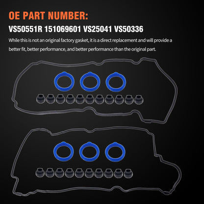 HiSport Valve Cover Gasket Set - Compatible with Ford Escape Taurus Compatible with Mazda Tribute MPV Compatible with Mercury Sable 2001-2004 3.0L - Replace VS50551R