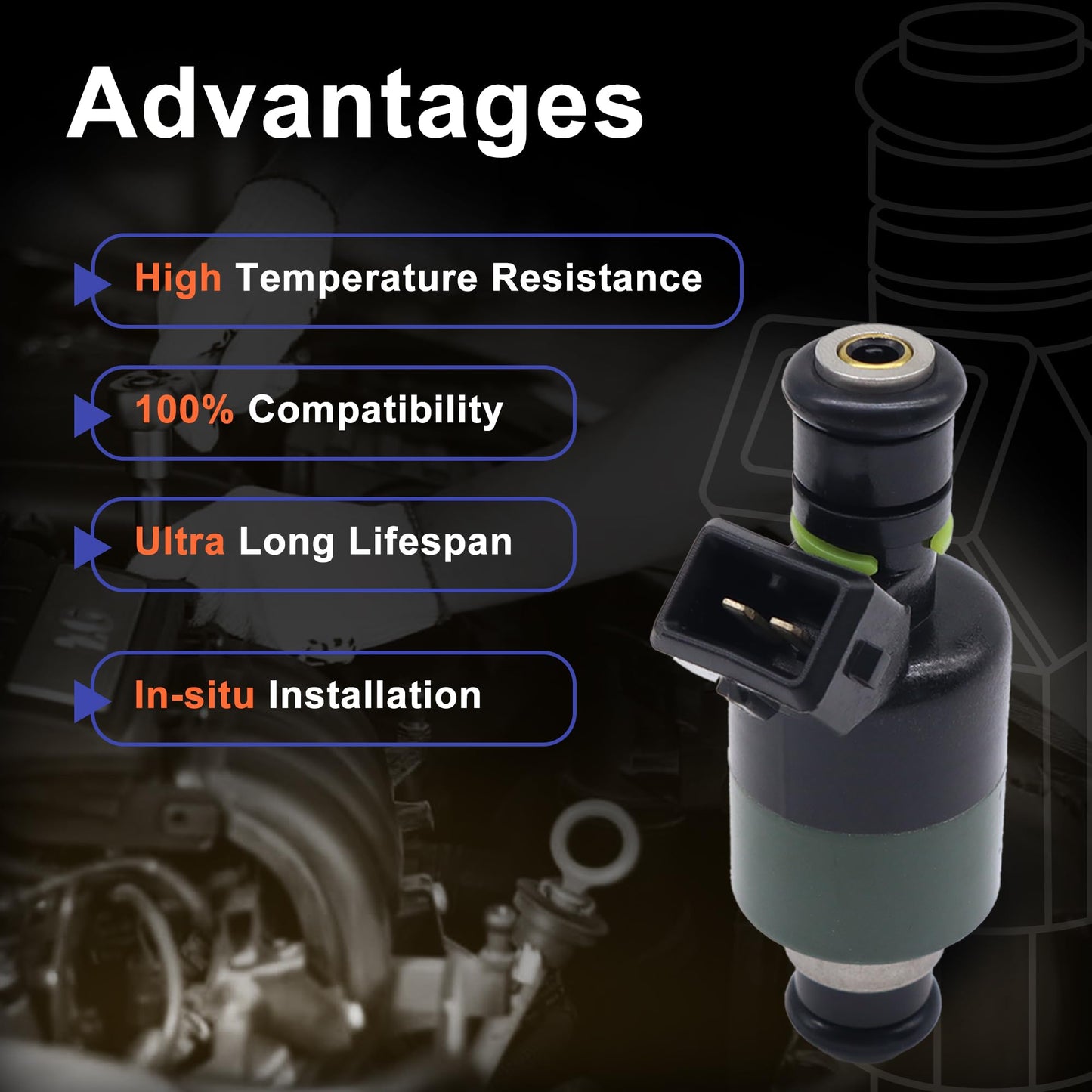 HiSport 8 Fuel Injectors Compatible with GMC Chevrolet C2500,C2500 Suburban,C3500, C3500HD,C6500 Kodiak, C7500 Kodiak,K2500, K3500,Express 3500,Savana 3500,7.4L V8 Replace 17113221