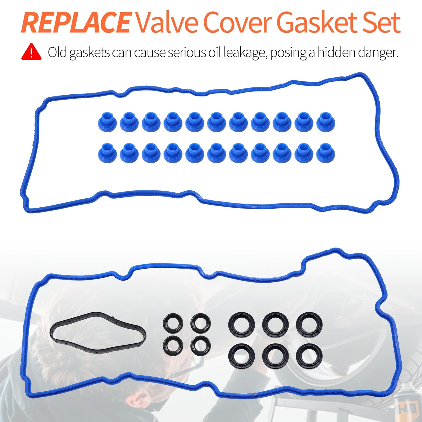 HiSport Engine Valve Cover Gasket Set - Compatible with Ford Explorer 3.3L 2020 | F-150 3.3L 2018-2020 3.5L 2011-2012 | Police Interceptor Utility 3.3L 2020 - Replace VS50814R1