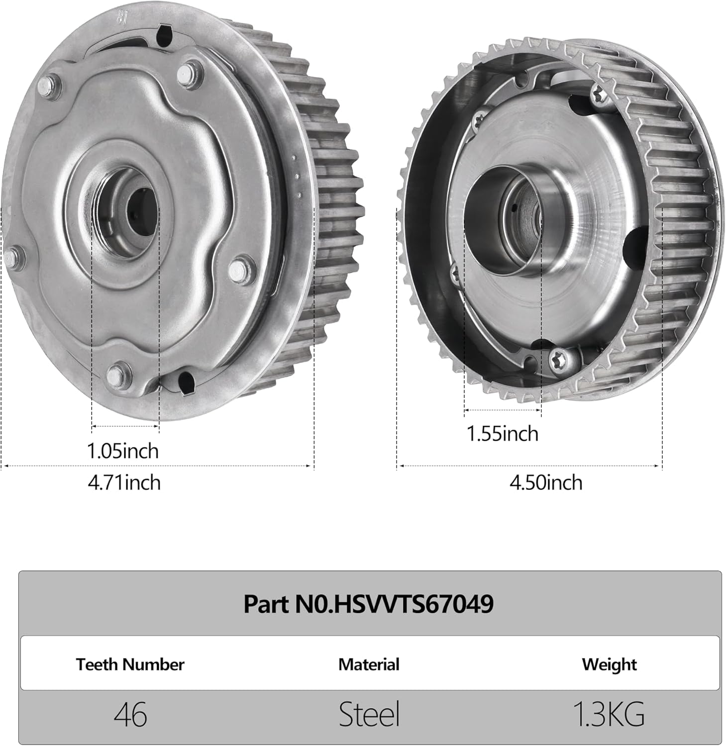 HiSport Engine Variable Valve Timing (VVT) Camshaft Sprocket Gears Intake and Exhaust - Compatible with Chevry Aveo Aveo5 Cruze Cruze Limited Sonic G3 1.6L 1.8L - Replace 55567049 55567048