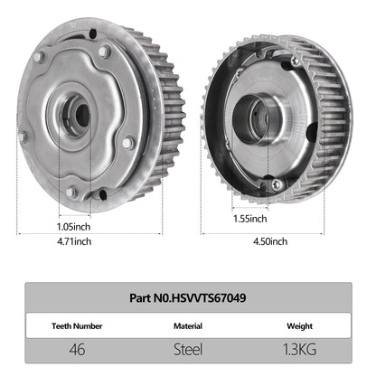 HiSport 55567048 Engine Timing Camshaft Sprocket Cam Phaser VVT Gear with Bolts Intake & Exhaust - Compatible with Chevry Aveo Aveo5 Cruze Cruze Limited Sonic G3 1.6L 1.8L - Replace 55567049