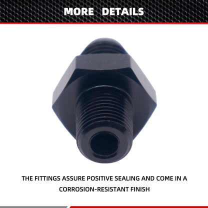 HiSport 4AN to 1/8 NPT Male Hose Fitting Adapter, Universal Aluminum Flare Male 4AN to 1/8'' NPT Union Fuel Oil Line Pipe Connector Black Anodized
