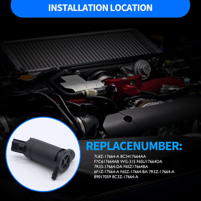 HiSport 7R33-17664-DA Windshield Washer Pump - Compatible with Ford F100 E350 E450 F650 F750 Ranger Mustang Focus Sable Windstar Taurus Freestar Escape 1997-2017