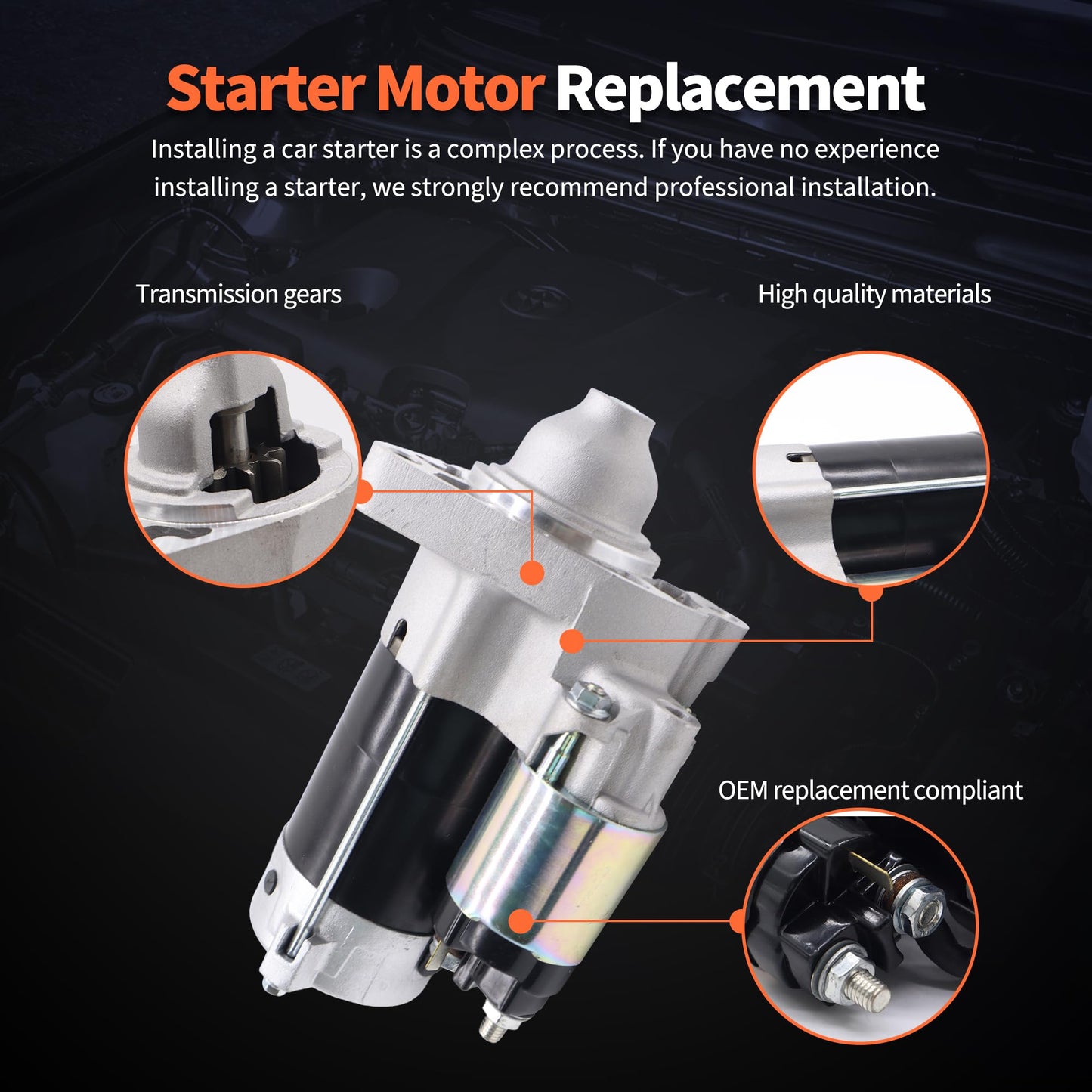 HiSport Starter Motor 17950N Compatible with Dodge Dakota 2006-2010, Durango 2006-09, Ram 1500 Pickup 2006-2010, Ram 1500 2011-2013, Ram Dakota 2011, Replacement for Mitsubishi Raider 2006-2009