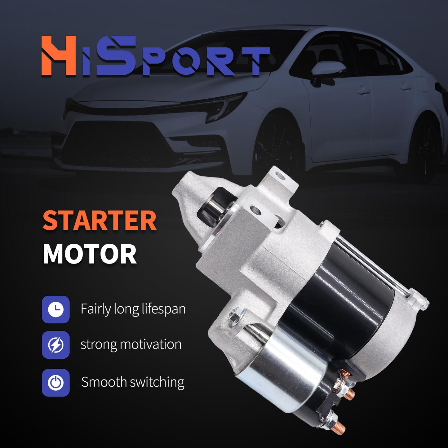 HiSport 2509809 Starter Motor 12V 0.8Kw 10-Tooth - Compatible with Kohler Engine Models 15HP 16HP 17HP 18HP 19.9HP 20HP 21HP 23HP 25HP 27HP 28HP 30HP 31HP - Replace 2509821S 2509811S