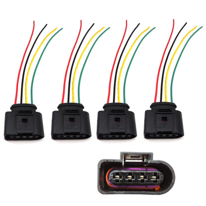 HiSport 4Pcs Ignition Coil Female Connector Plug Harness Pigtail - 1J0973704 Compatible with Audi VW Jetta Passat