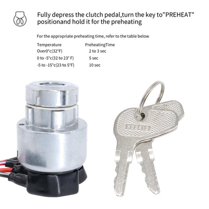 HiSport TC020-31822 Ignition Key Switch - Compatible with Kubota Tractor L2050 L2250 L2350 L2500 L2501 L2550 L2600 L2800 L3000 L2850 L3200 L3400 L3700 L3800 L4300 L4400 MX4700 MX5000 MX5100