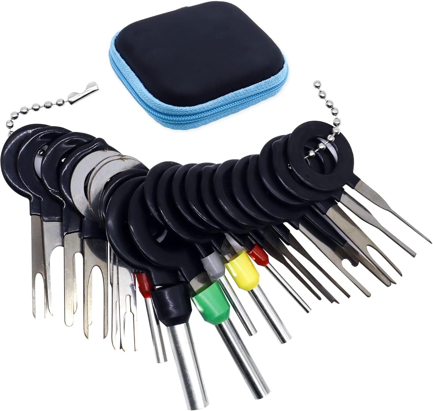 HISports Terminal Removal Tool Kit, 26Pcs Terminal Ejector Kit for Car, Pin Extractor Tool Set Key Removal Tools Puller Repair Release Electrical Wire with Protective Case for Most Connector Terminal