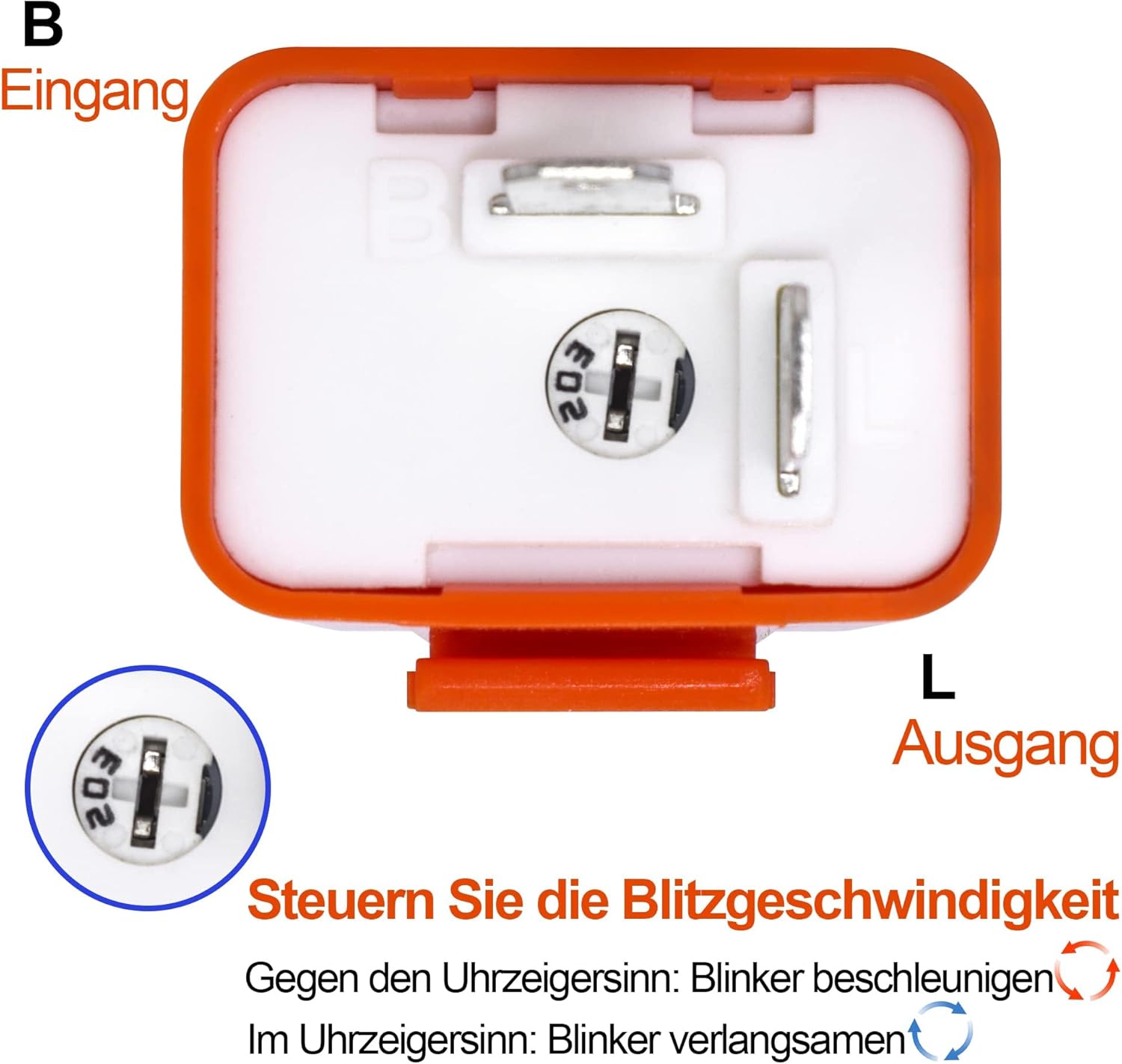 HISports 2-poliges Blinkfrequenz-Steuerrelais - für Fahrzeugmotorräder für elektronische LED-Blinker, einstellbares Blinkrelais, 12 V, 0,02 A-10 A, Orange