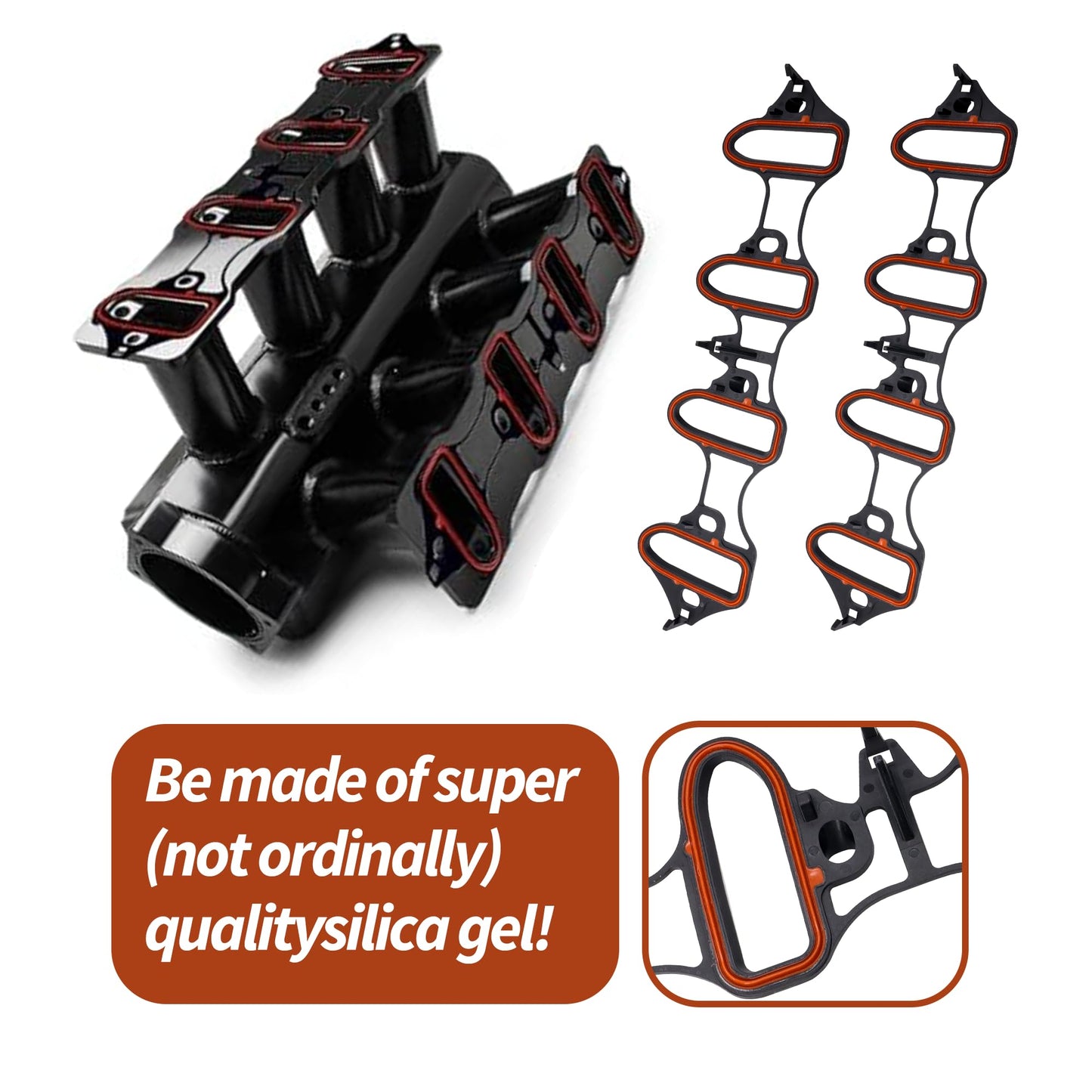 HiSport 89060413 Intake Manifold Gasket Kit - Compatible with Chevy Silverado Suburban Tahoe Yukon Savana GMC Sierra Cadillac Escalade | Direct Fit for 4.8L 5.3L 6.0L Engines - Part MS98016T