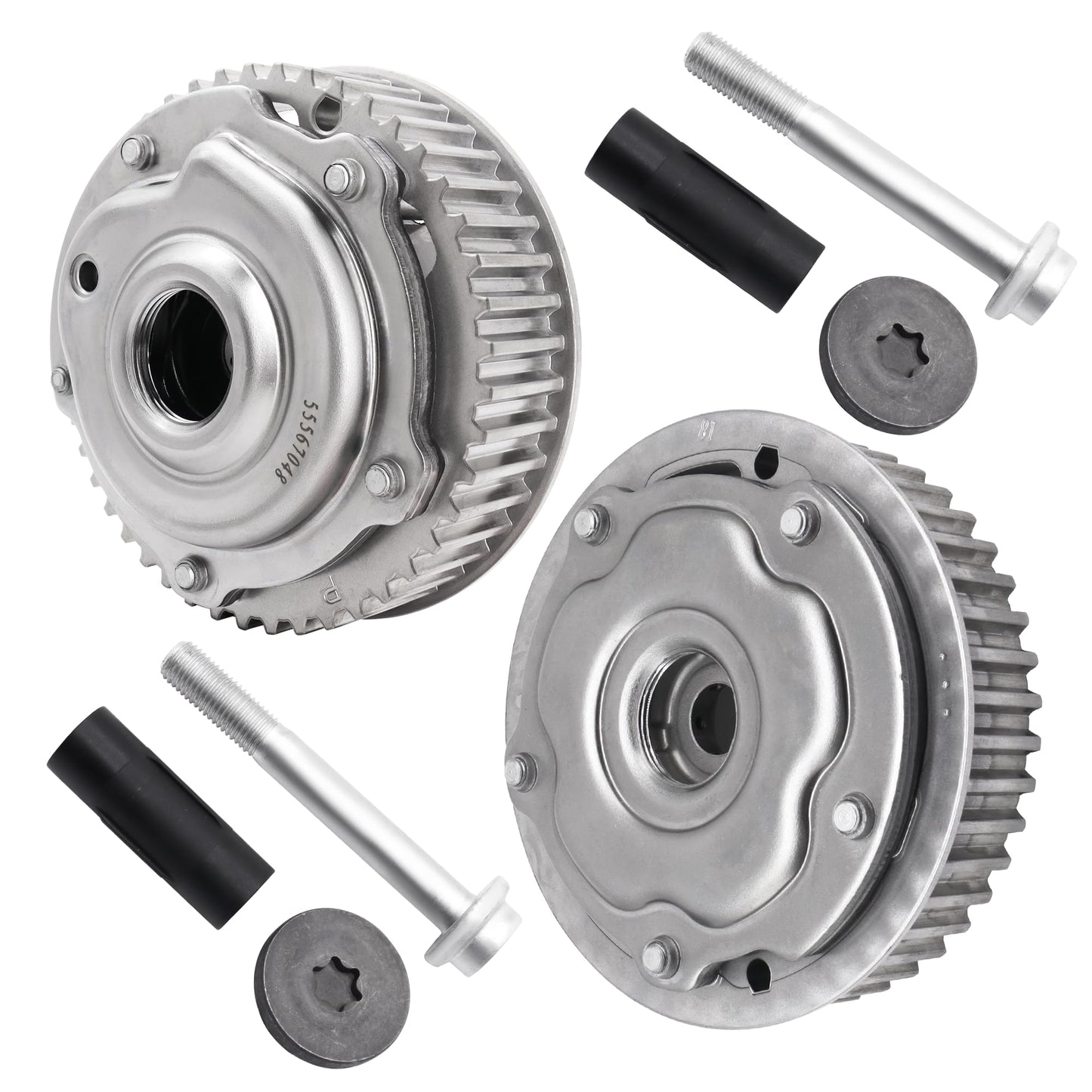 HiSport 55567048 Engine Timing Camshaft Sprocket Cam Phaser VVT Gear with Bolts Intake & Exhaust - Compatible with Chevry Aveo Aveo5 Cruze Cruze Limited Sonic G3 1.6L 1.8L - Replace 55567049