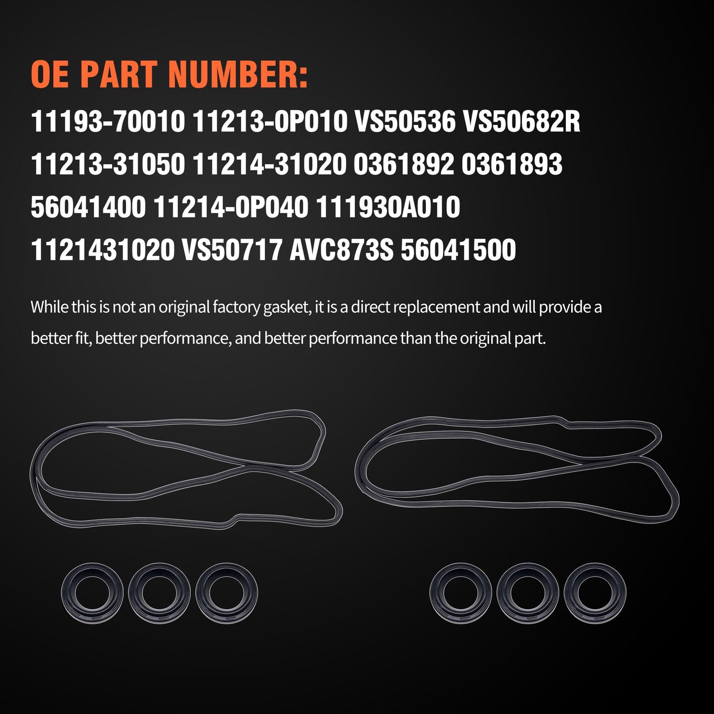 HiSport Valve Cover Gasket - Compatible with Toyota Avalon Camry Highlander RAV4 Sienna Venza Highlander Lexus ES350 RX350 RX450H Lotus Evora Evora 3.5L V6 2005-2016 - Replace VS50682R